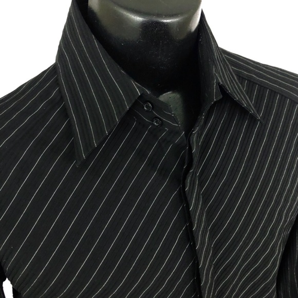 7 Diamonds Men’s Long Sleeved Button Up Collared Black Silver Shirt S XXXL - Picture 2 of 9